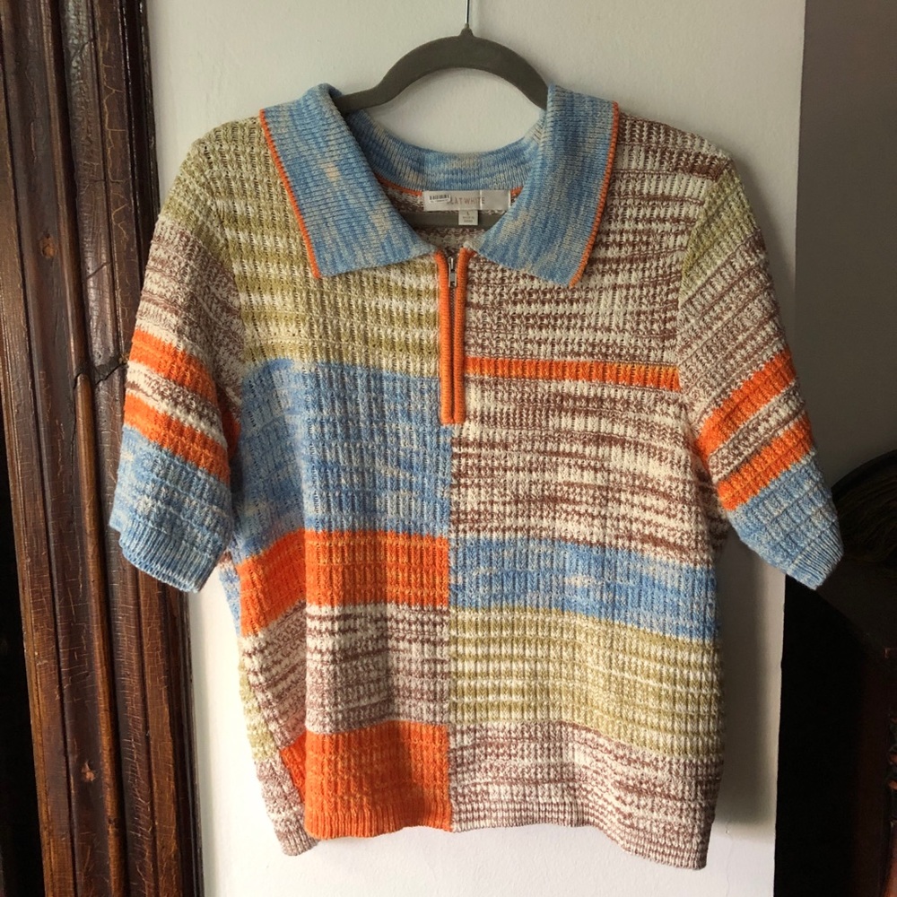 Colorful Patchwork V-Neck Sweater